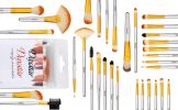 32 Bright Yellow Makeup Brushes Set Professional