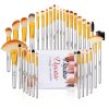 32 Bright Yellow Makeup Brushes Set Professional